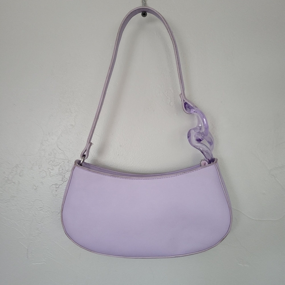 Lilac Purple Small Purse Y2K Lucite Chain Shoulder Bag Baguette 90s Light